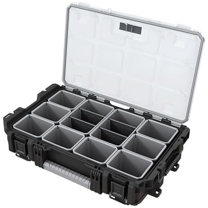 Organizér na náradie Keter ROC Pro Gear 1.0, objem viac ako 13 litrov, priehľadný a odolný kryt, tesnenie chrániace pred prachom a vodou, kovové západky, 257190
