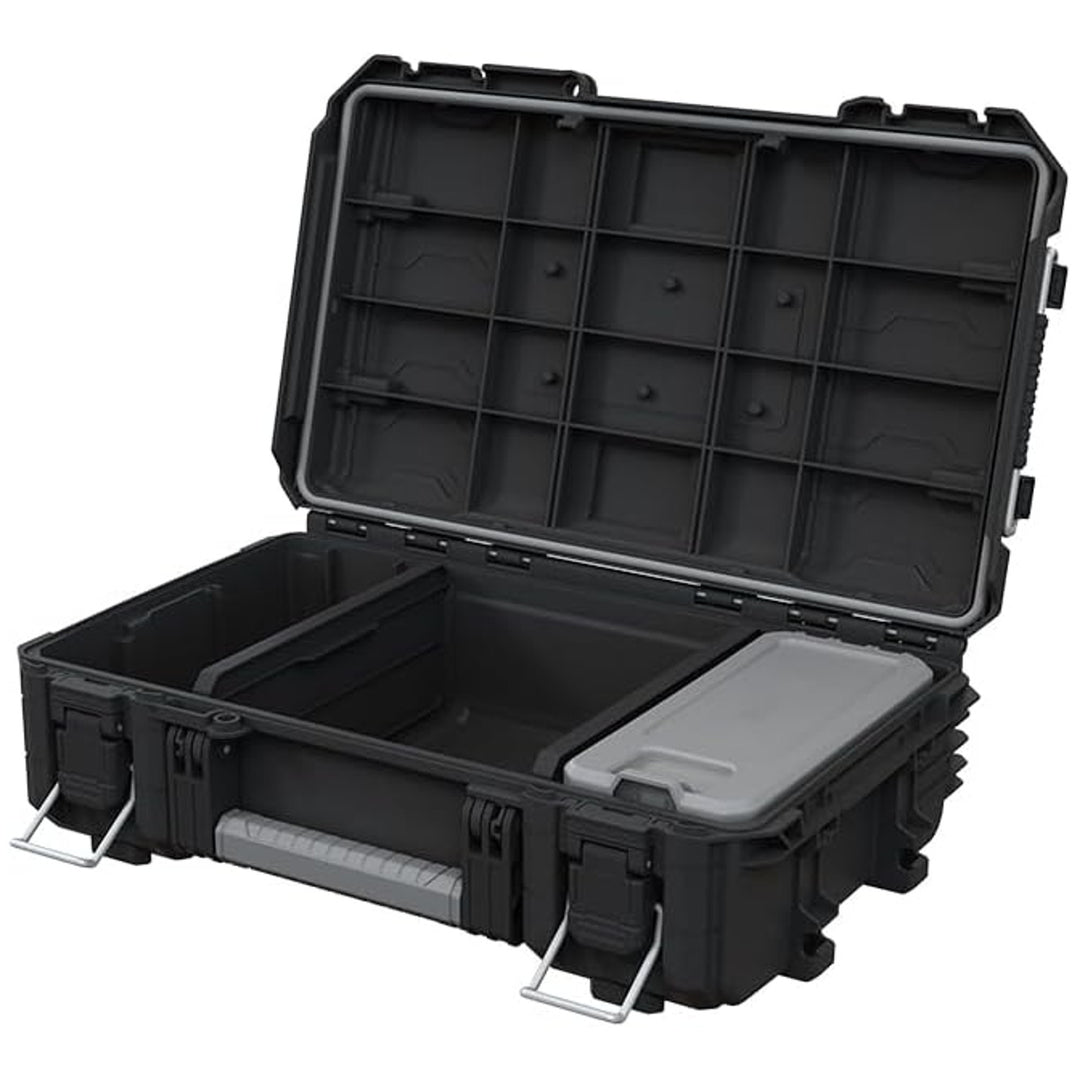 Kufrík na náradie Keter ROC Pro Gear 2.0, nosnosť 36 kg, priestor na visací zámok, tesnenie chrániace pred prachom a vodou, organizér s vekom v balení, možnosť zavesenia na stenu, 256979
