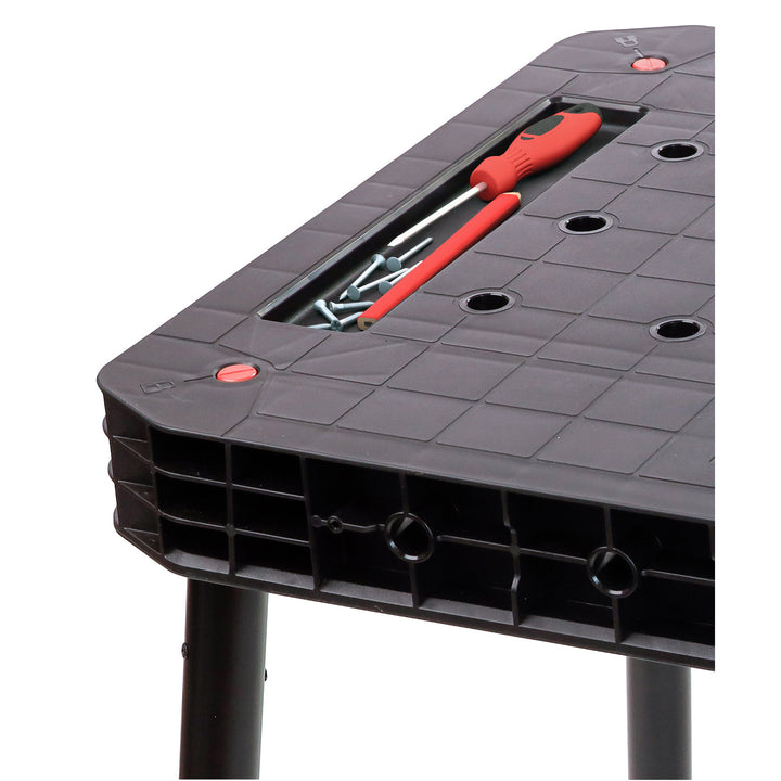 Skladací pracovný stôl Keter Ultimate, nosnosť až 453 kg, montáž za 30 sekúnd, veľký pracovný priestor s otvormi 3/4 palca, prenosný, 262936