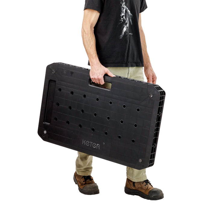 Skladací pracovný stôl Keter Ultimate, nosnosť až 453 kg, montáž za 30 sekúnd, veľký pracovný priestor s otvormi 3/4 palca, prenosný, 262936