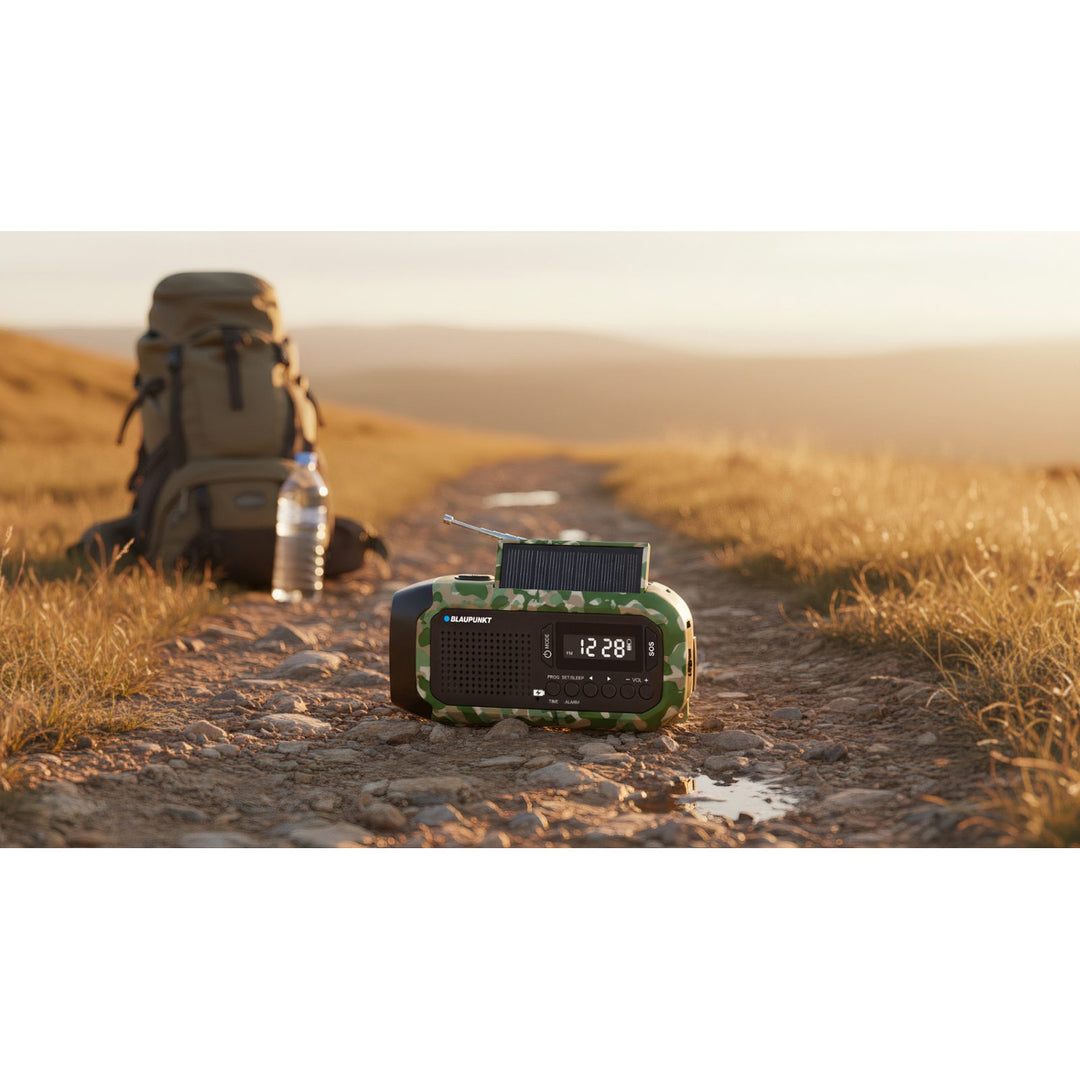 Núdzové rádio Blaupunkt FM, LED baterka, čitateľské svetlo, trojitý nabíjací systém, SOS alarm, ER20GC