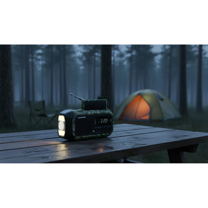 Núdzové rádio Blaupunkt FM, LED baterka, čitateľské svetlo, trojitý nabíjací systém, SOS alarm, ER20GC