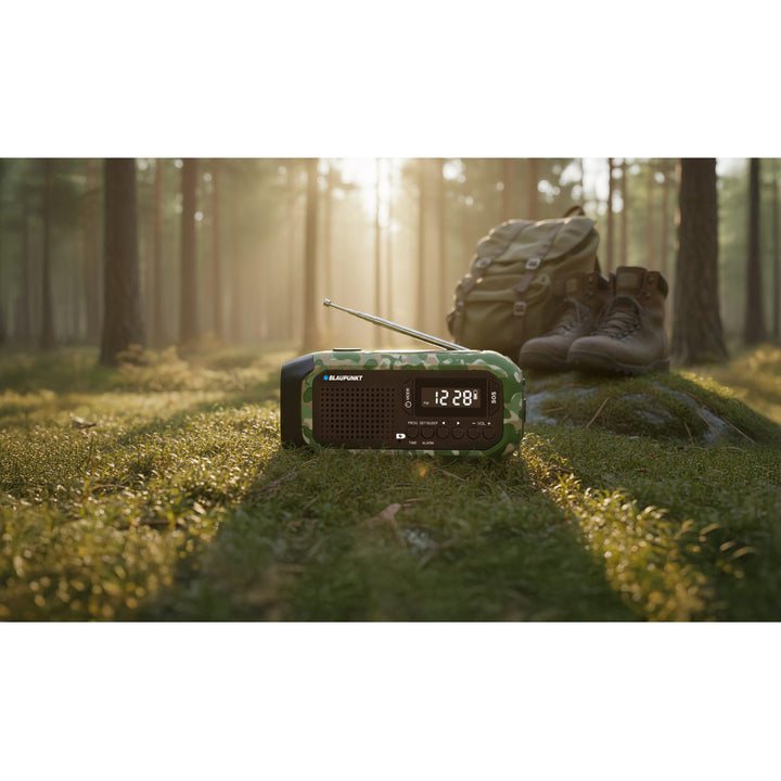 Núdzové rádio Blaupunkt FM, LED baterka, čitateľské svetlo, trojitý nabíjací systém, SOS alarm, ER20GC