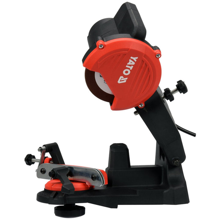 Elektrická brúska Yato na reťaze reťazových píl, výkon 85 W, otáčky 5500 ot./min, uhol brúsenia 0–35°, kovové vedenie, kábel 1,8 m, YT-84990