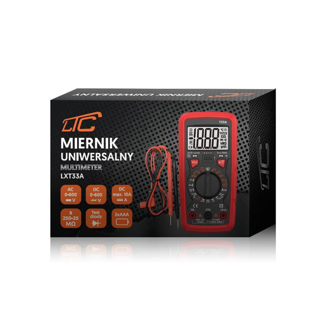 Univerzálny merač LTC, funkcia baterky, funkcia testovania diód, AC/DC 0–600 V, magnetický držiak, LXT33A