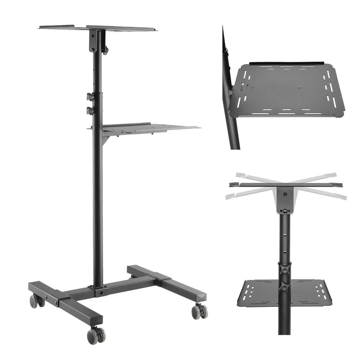 Pohyblivý stolík na projektor/notebook Maclean, nastaviteľný, oceľový, max. 10 kg, MC-207