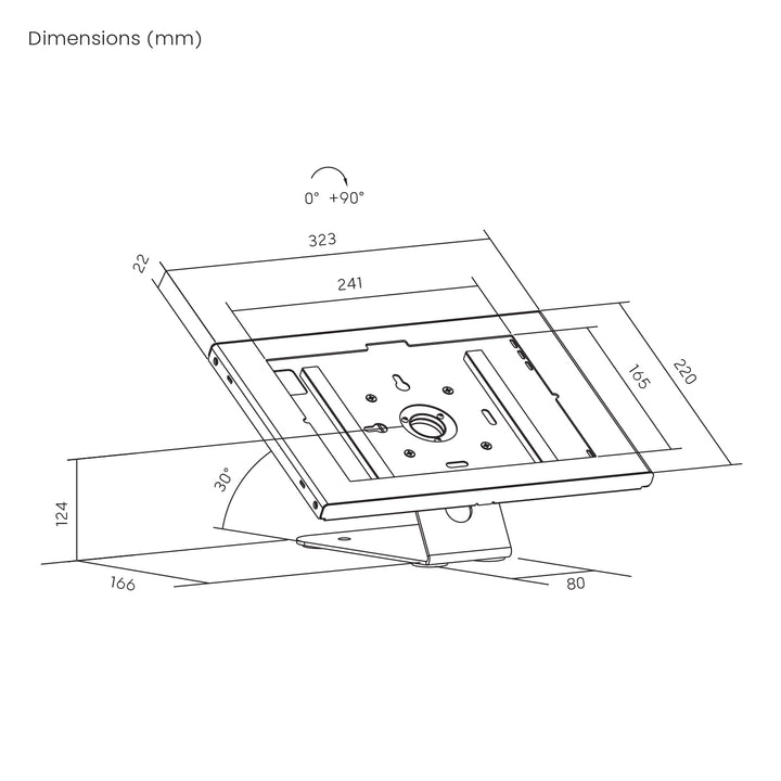 Reklamný držiak na tablet Maclean, s aretáciou, 10,9"–11", iPad Air/Pro, Samsung Tab A a S Series, 220 × 323 × 22 mm, MC-957 B