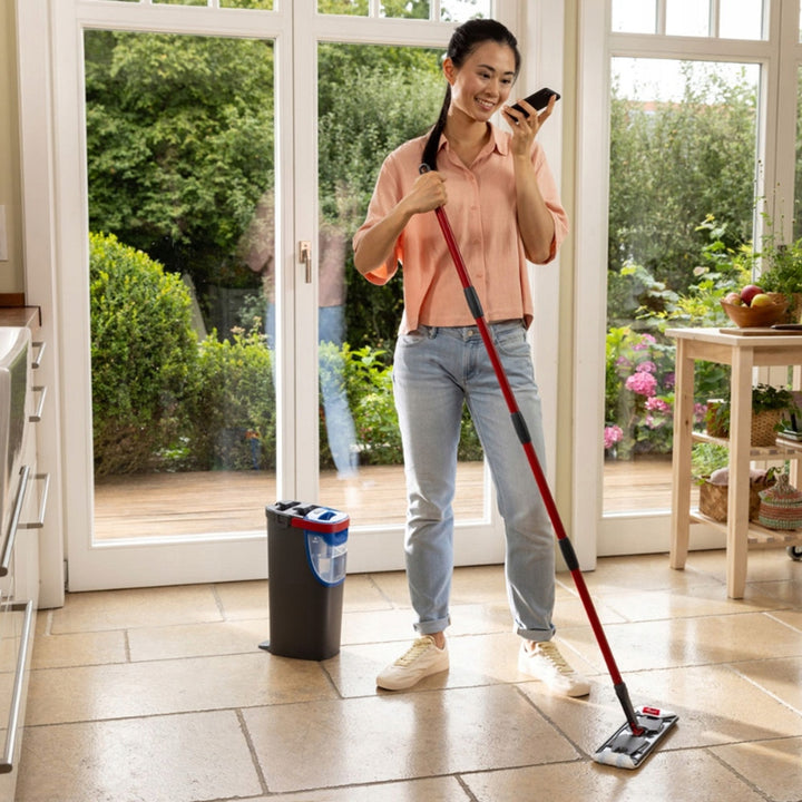 Vileda H2prO plochý mop, 100 % oddelenie čistej a špinavej vody, dve nádrže, 2 mikrovláknové podložky, 360° koncovka, 175774