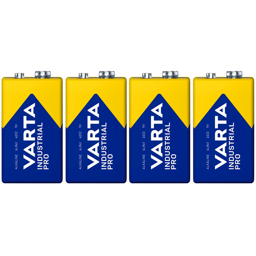 4x R9V R-9 6LR61 9V R-9 alkalická batéria Varta Industrial Pro
