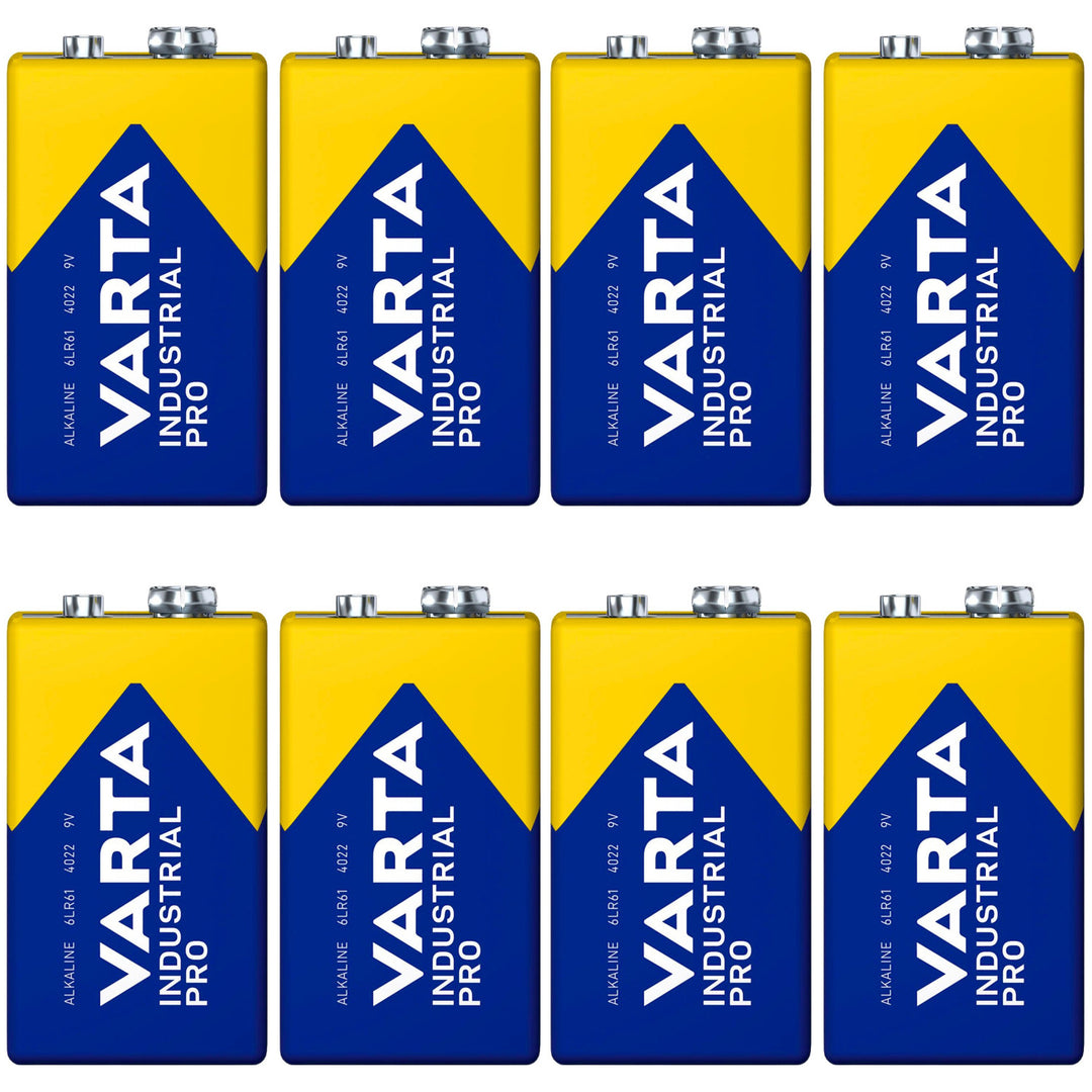 8x R9V R-9 6LR61 9V R-9 alkalická batéria Varta Industrial Pro