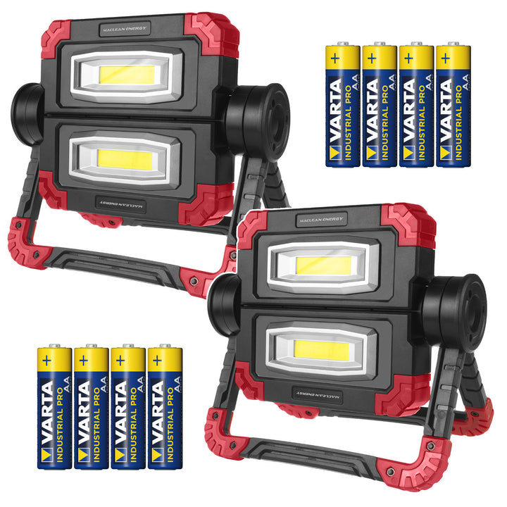 Pracovná lampa Maclean COB LED, 300 lm, 3 režimy osvetlenia, farebná teplota 6500 K, MCE439 2 kusy + 8x AA batérie Varta Industrial