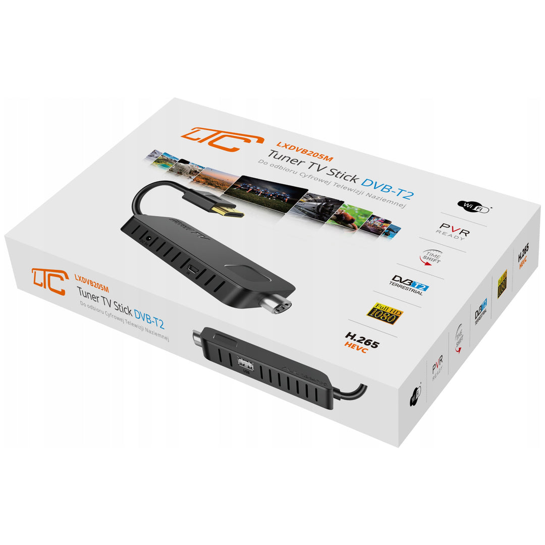 TV tuner STICK DVB-T2 LTC, pre pozemné televízne vysielanie, kvalita Full HD 1080, funkcia TIMESHIFT, LXDVB213M