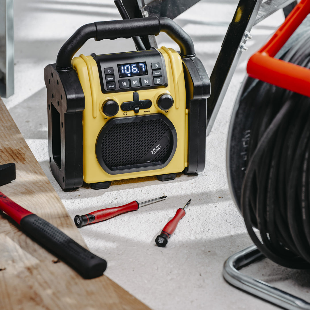 Stavebné rádio Adler, Bluetooth 5.1, IPX 54, výkon 10 W, AD 1911