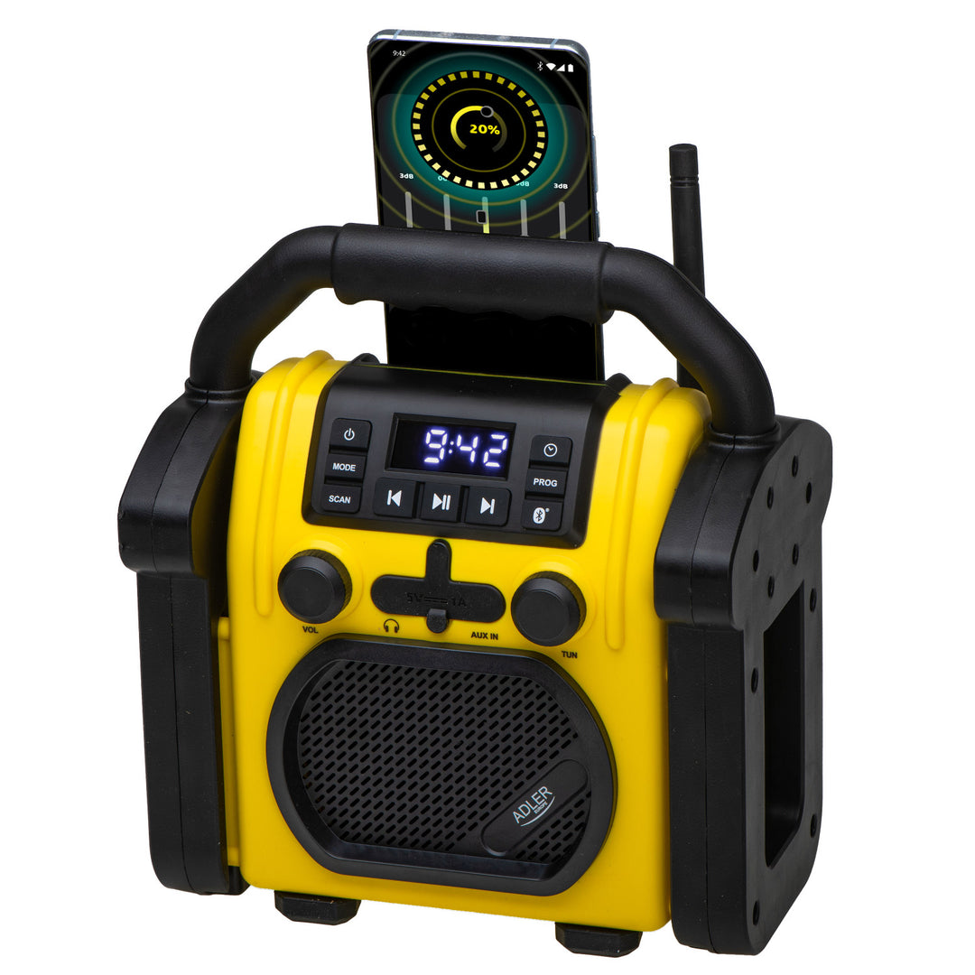 Stavebné rádio Adler, Bluetooth 5.1, IPX 54, výkon 10 W, AD 1911