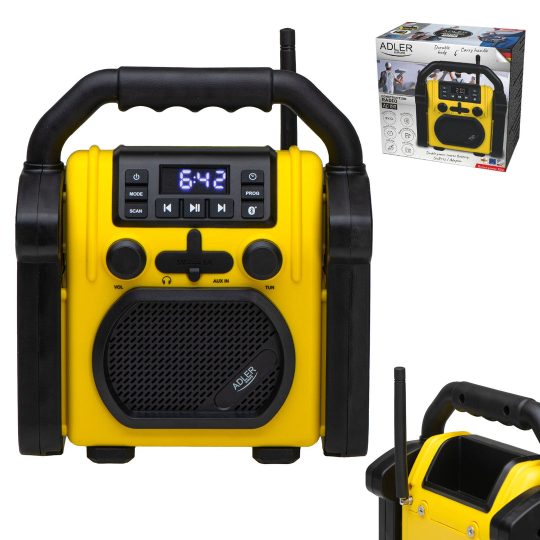 Stavebné rádio Adler, Bluetooth 5.1, IPX 54, výkon 10 W, AD 1911