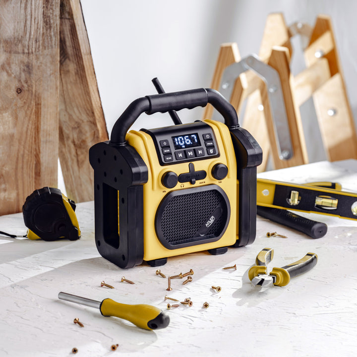 Stavebné rádio Adler, Bluetooth 5.1, IPX 54, výkon 10 W, AD 1911