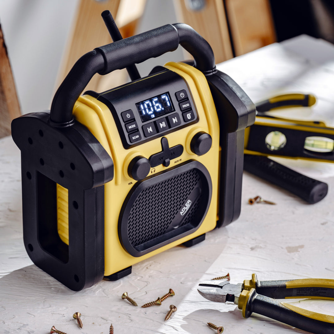 Stavebné rádio Adler, Bluetooth 5.1, IPX 54, výkon 10 W, AD 1911