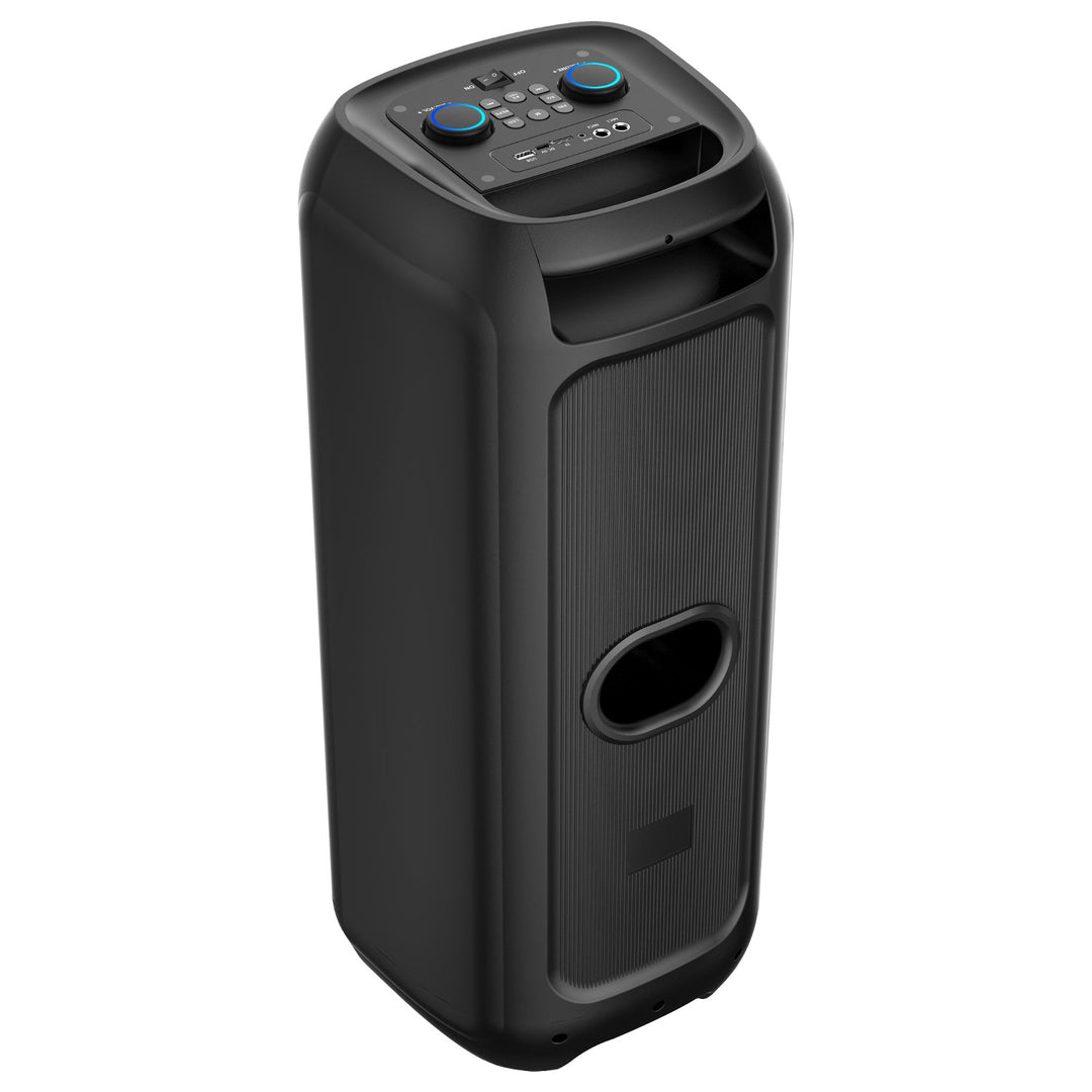 Veľký Bluetooth reproduktor, 120 W RMS/1400 W PMPO, dva 8" reproduktory, ekvalizér, karaoke funkcia, MP3/microSD karty, USB, AUX, BT 5.3+EDR, displej, LED, vstavaná batéria, diaľkové ovládanie, MT3185
