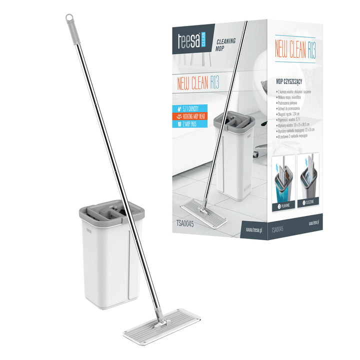 Teesa mop na čistenie podláh, vedro s dvoma priehradkami, objem 5,7 l, New Clean R13, Teesa