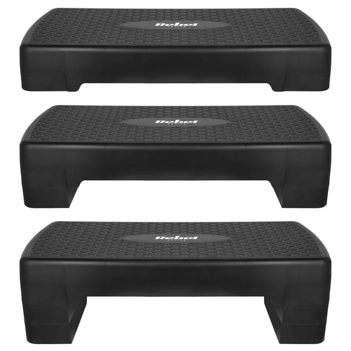 Rebel Active aerobik a fitness step, 3 schody, 68 cm, čierny, RBA-3227-BK