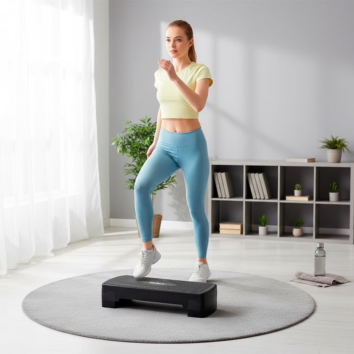 Rebel Active aerobik a fitness step, 3 schody, 68 cm, čierny, RBA-3227-BK