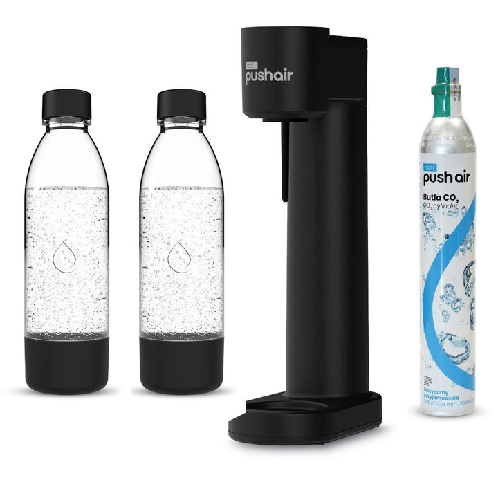 Sýtič Dafi Push Air, čiernej farby, v balení 2x fľaša 0,7 l a náplň CO2