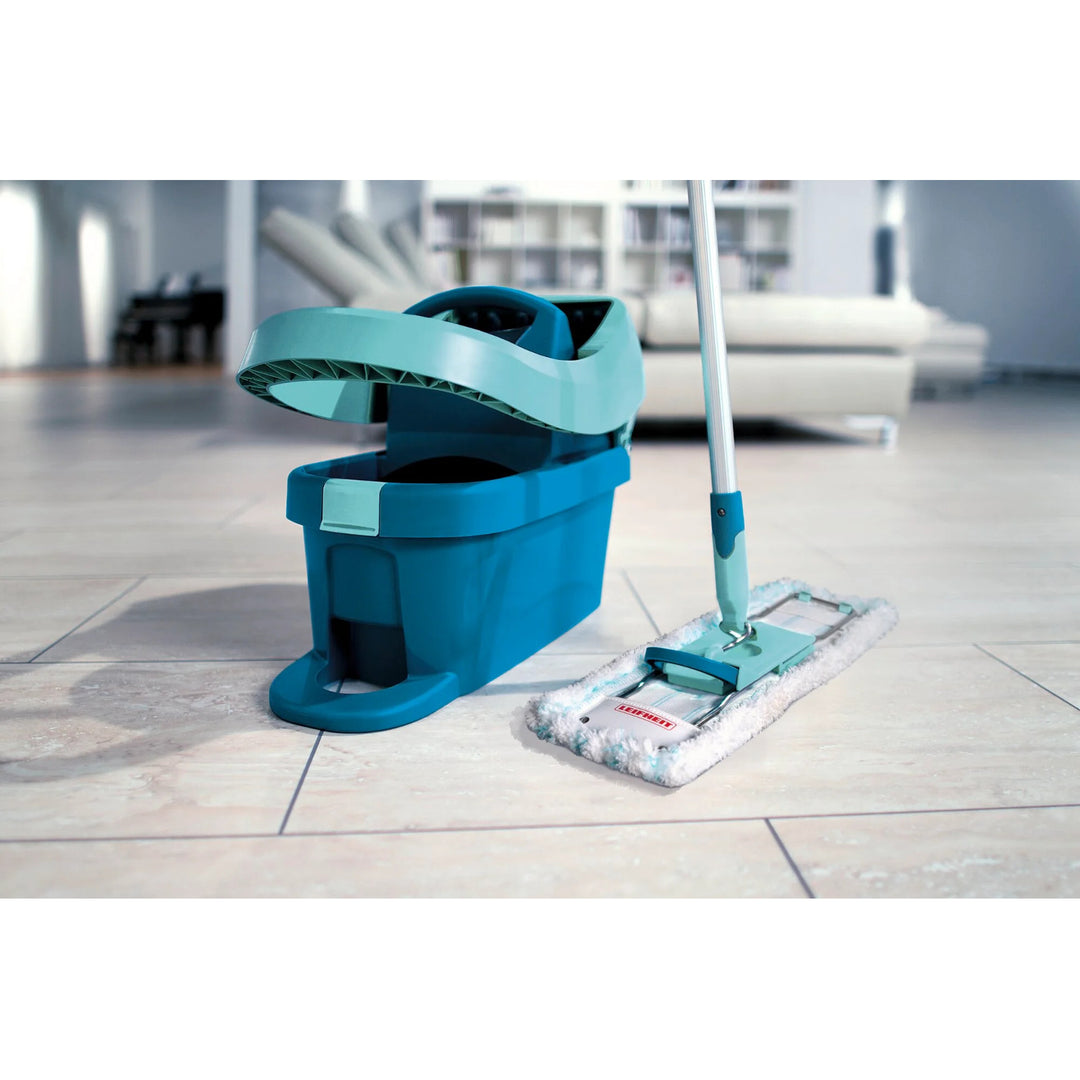 Sada Profi Leifheit, mop a vedro na kolieskach, vyžmýkanie nohou, jednoduché vyprázdňovanie, objem 8 l, nástavec Micro duo, 55096
