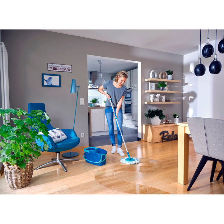 Sada Clean Twist Leifheit, rotačný mop a vedro, nastaviteľná dĺžka rukoväte, objem vedra 6 l, nástavec Micro duo, 52101