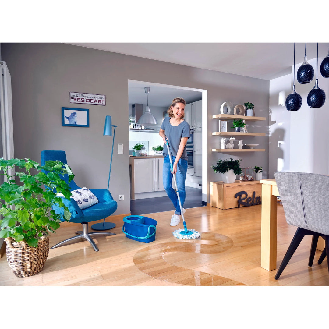 Sada Clean Twist Leifheit, rotačný mop a vedro, nastaviteľná dĺžka rukoväte, objem vedra 6 l, nástavec Micro duo, 52101
