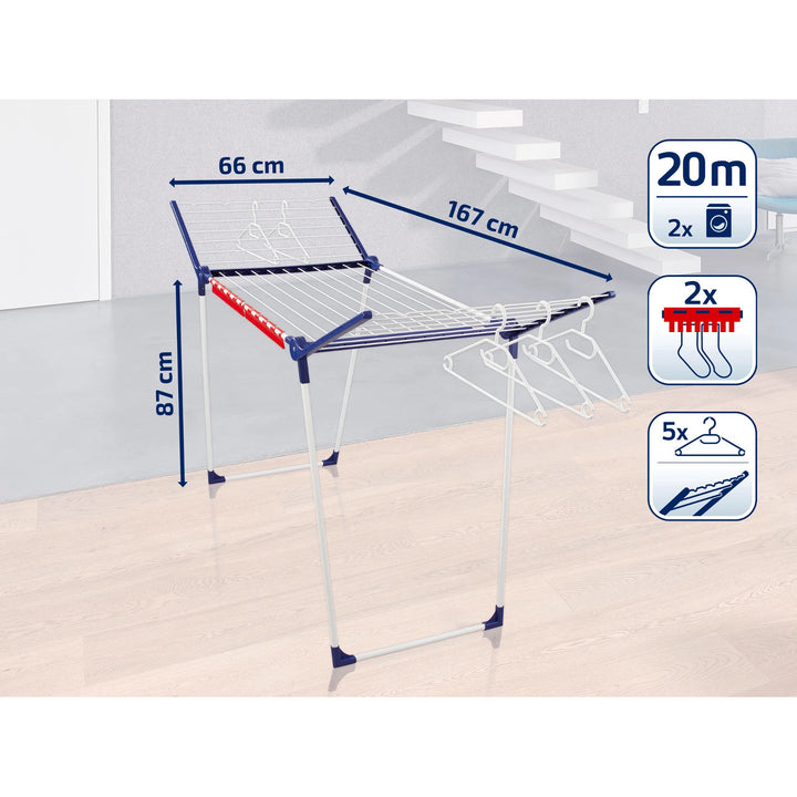 Leifheit Pegasus 200 Solid sušiak na bielizeň, dĺžka šnúry 20 m, stabilné paralelné nohy, odolný voči poveternostným vplyvom, 2 kolíky na bielizeň, 81520