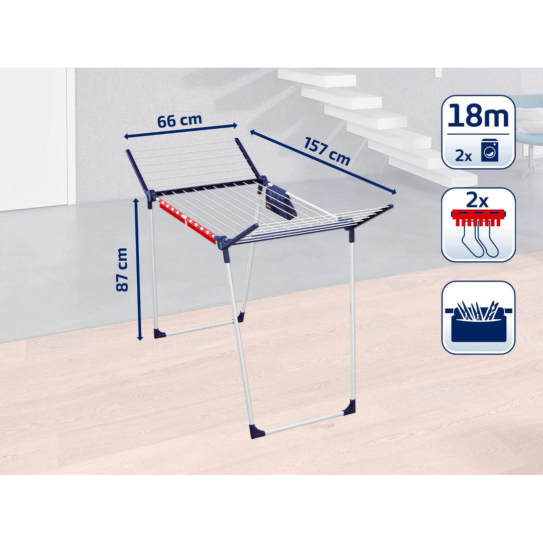Sušiak Leifheit Pegasus 180 Solid Plus, dĺžka šnúry 18 m, stabilné paralelné nohy, odolný voči poveternostným vplyvom, 2 kolíky na bielizeň, 81510