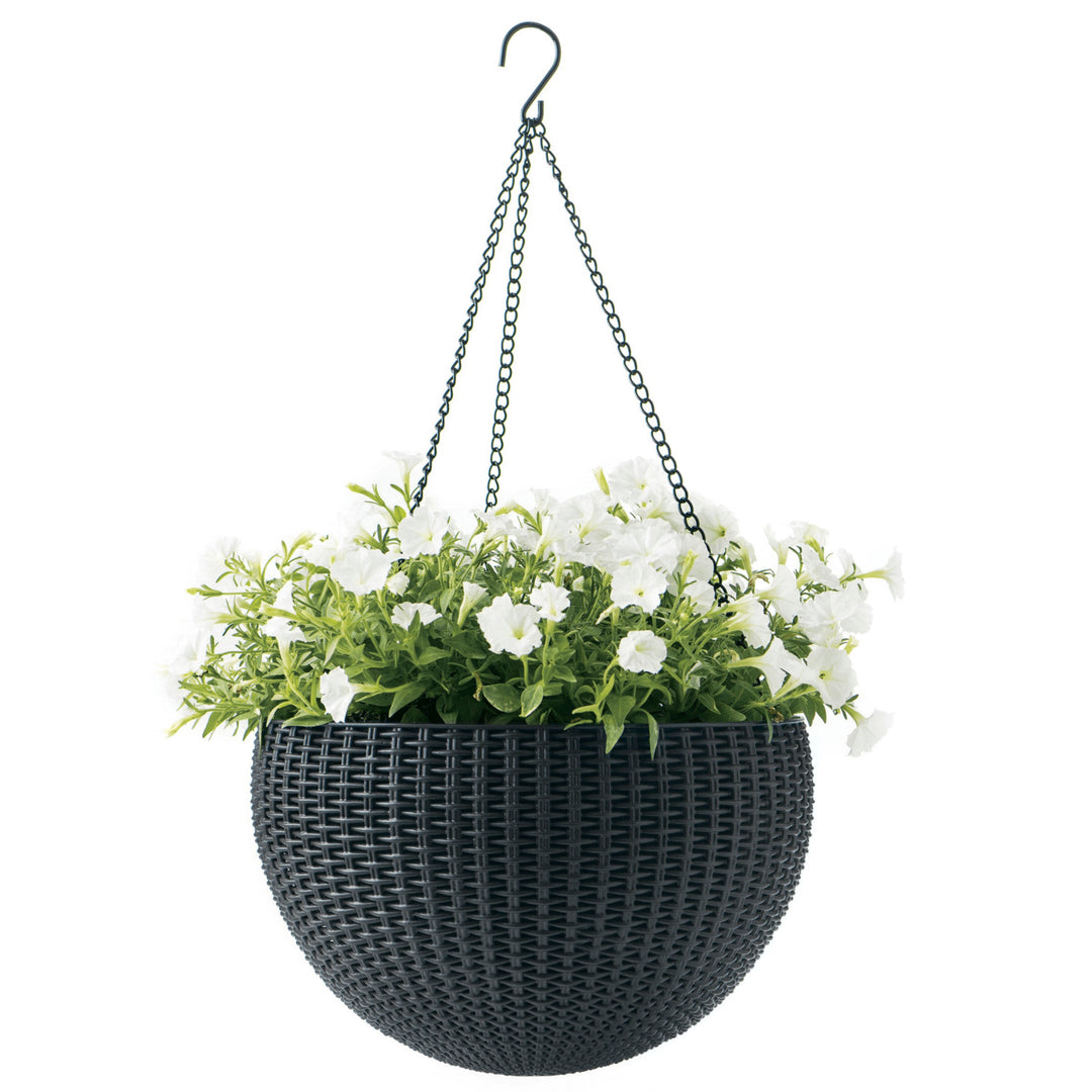 Závesný kvetináč Keter Sphere Planter, farba antracitová, 3 ks