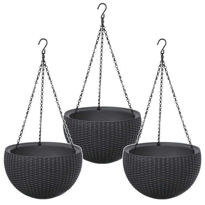 Závesný kvetináč Keter Sphere Planter, farba antracitová, 3 ks