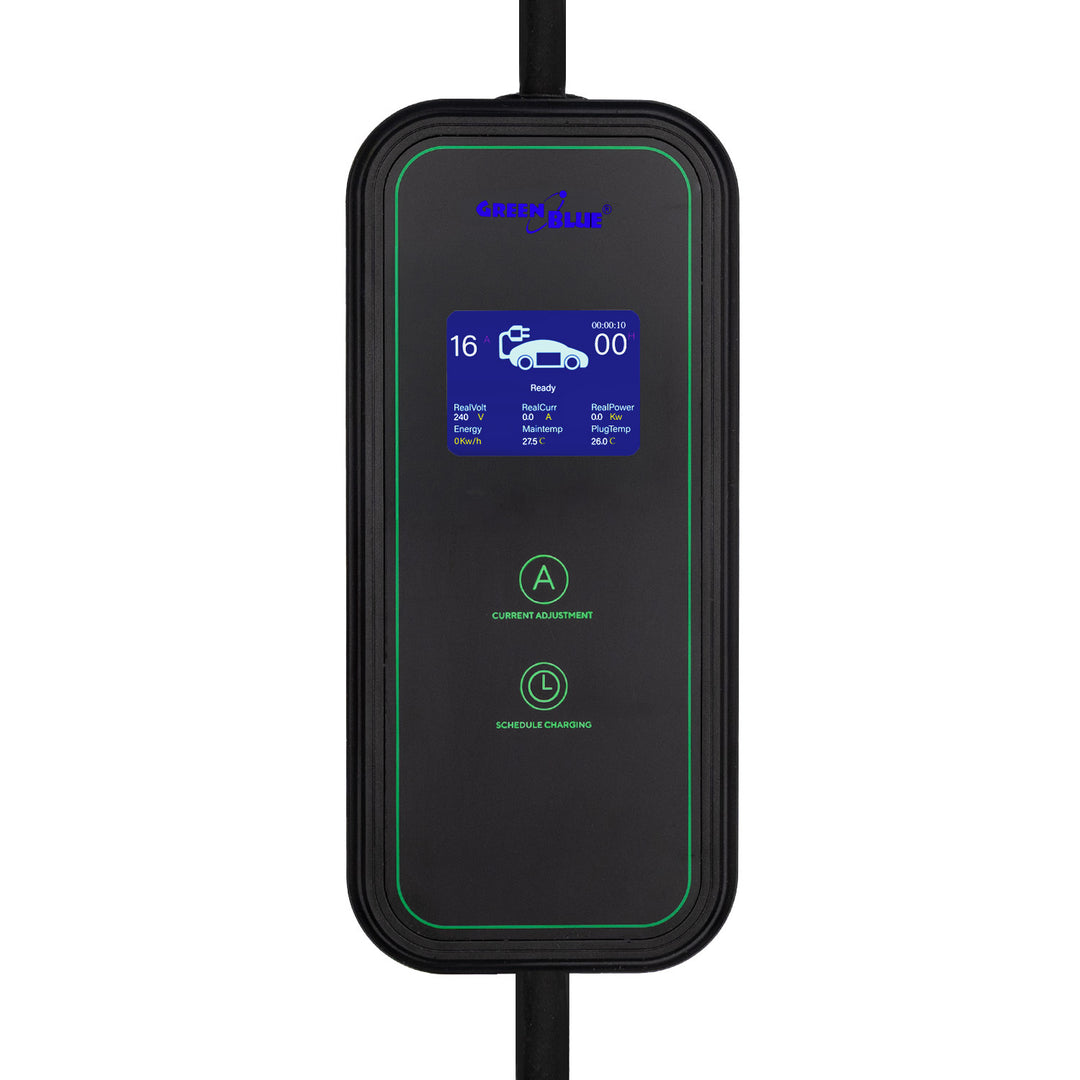 Nabíjačka pre elektromobily (EV) / plug-in hybridy (PHEV) GreenBlue, prenosná, typ 2, dĺžka kábla 6,8 m, IP65, 11 kW, 220–380 V striedavého prúdu, 50/60 Hz, 16 A, 3 fázy, GB1100
