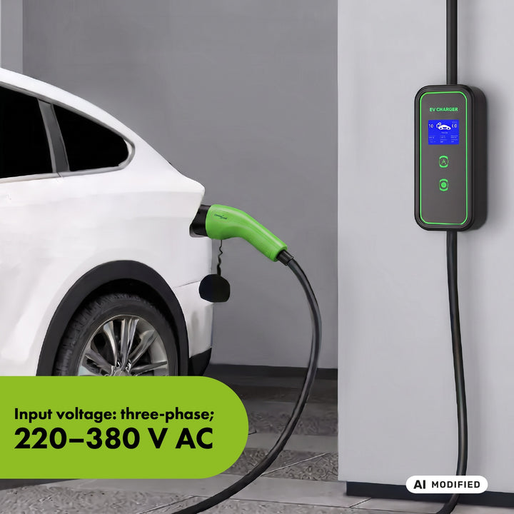 Nabíjačka pre elektromobily (EV) / plug-in hybridy (PHEV) GreenBlue, prenosná, typ 2, dĺžka kábla 6,8 m, IP65, 11 kW, 220–380 V striedavého prúdu, 50/60 Hz, 16 A, 3 fázy, GB1100
