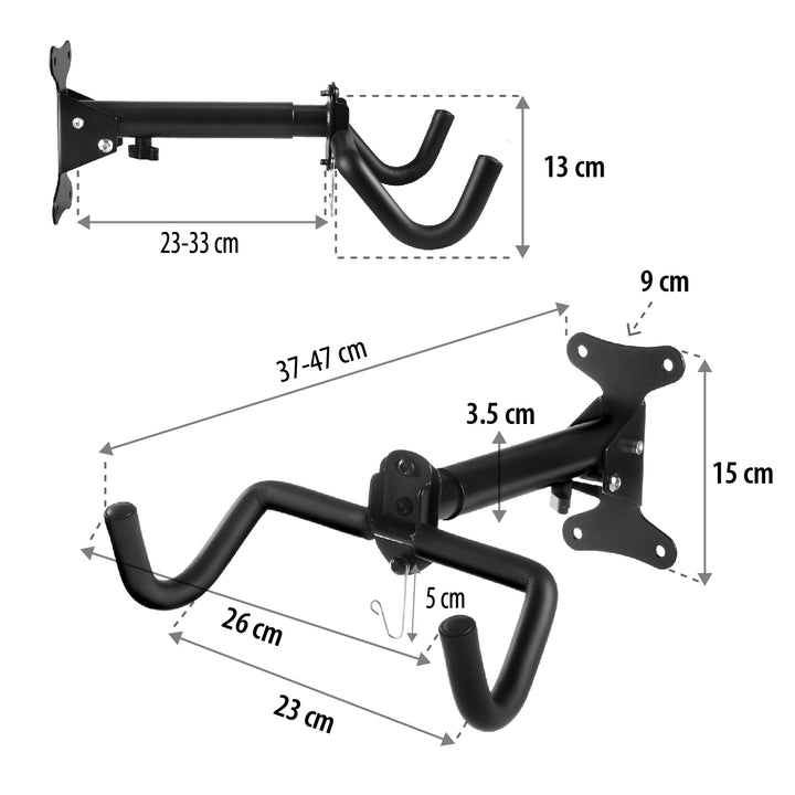 Nástenný držiak na bicykle Maclean, horizontálny, oceľ, max. zaťaženie 30 kg, MC-484, 3 ks