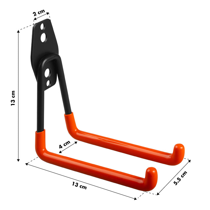 Nástenný držiak / vešiak do garáže Maclean, na pneumatiky, záhradné náradie, rebrík, hadice, bicykel, max. zaťaženie 50 kg, MC-443, 3 ks