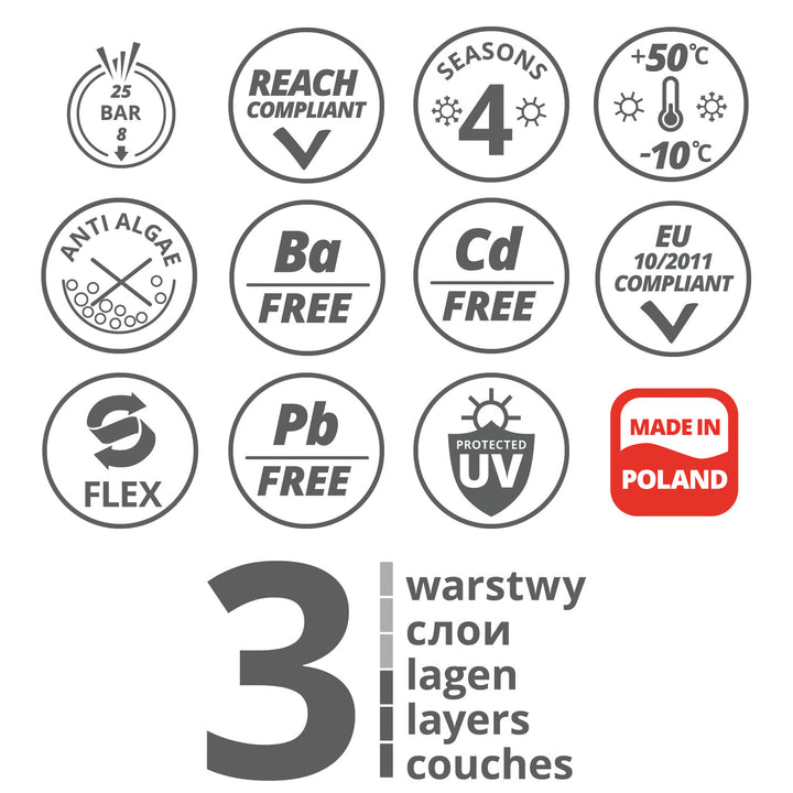 Záhradná hadica Vartco, 3-vrstvová, ohybná, priemer 1", dĺžka 30 m, Light Plus