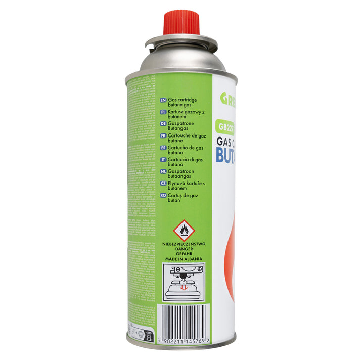 56x plynová náplň 227 g GreenBlue. Certifikát: Pi 0875, v súlade s normou EN 417, bután, prevádzkový rozsah -10 °C až +40 °C, GB227