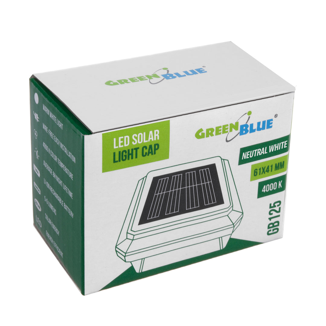 Solárna LED lampa na stĺpik GreenBlue, 60 x 40 mm, oblúkový kryt, GB125, 2 ks