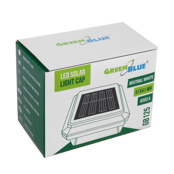 Solárna LED lampa na stĺpik GreenBlue, 60 x 40 mm, oblúkový kryt, GB125, 2 ks