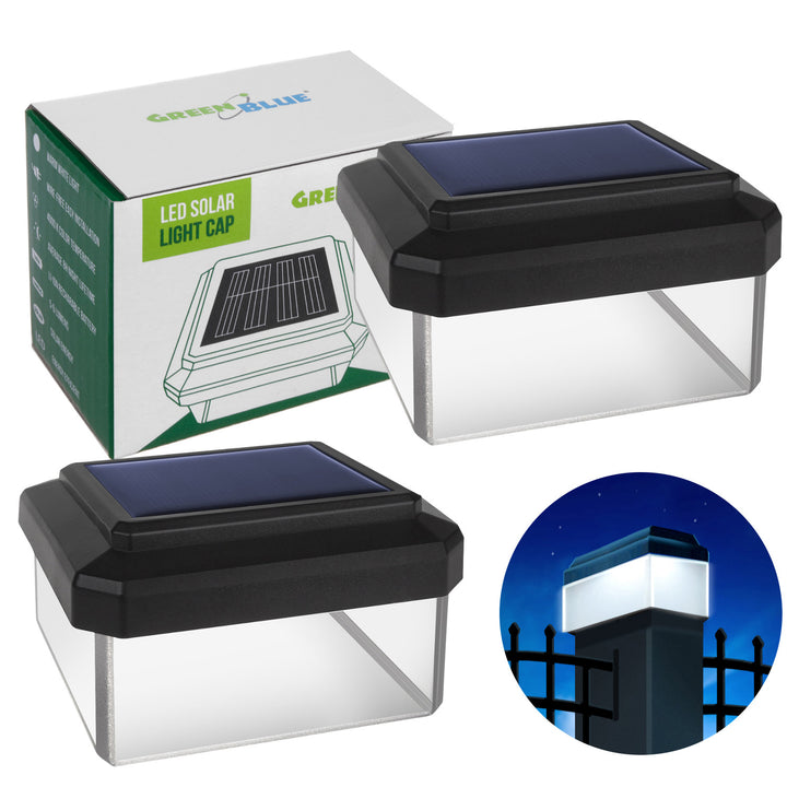 Solárna LED lampa na stĺpik GreenBlue, 60 x 40 mm, oblúkový kryt, GB125, 2 ks