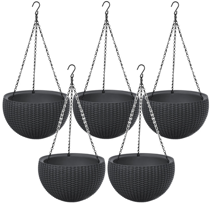 Závesný kvetináč Keter Sphere Planter, farba antracitová, 5 ks