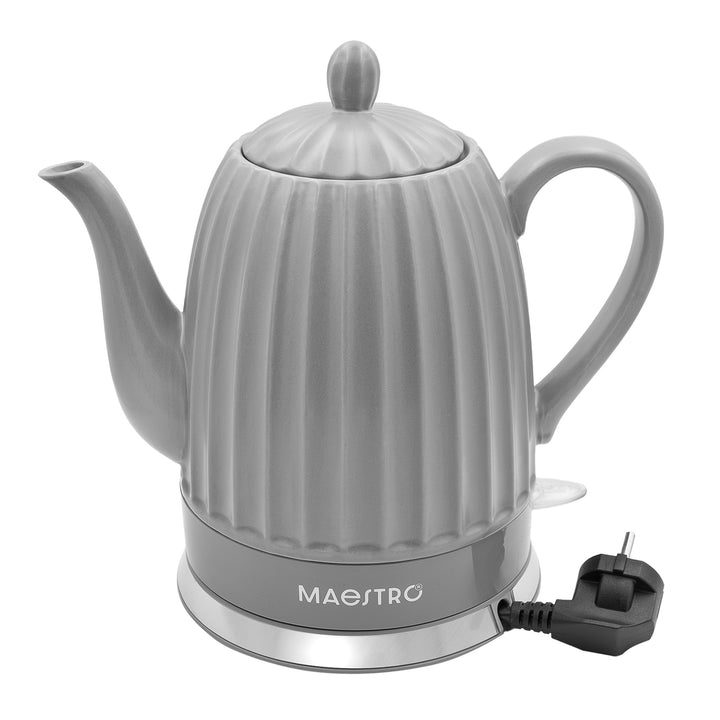 Keramická rýchlovarná kanvica Maestro, farba sivá, výkon 1500 W, objem 1,5 l, otočná základňa, ukazovateľ hladiny vody, napájací kábel 65 cm, MR-077