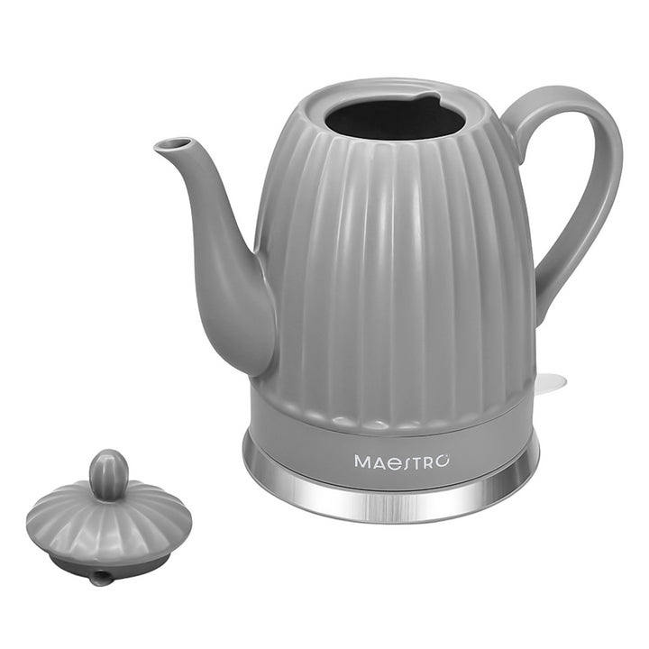 Keramická rýchlovarná kanvica Maestro, farba sivá, výkon 1500 W, objem 1,5 l, otočná základňa, ukazovateľ hladiny vody, napájací kábel 65 cm, MR-077