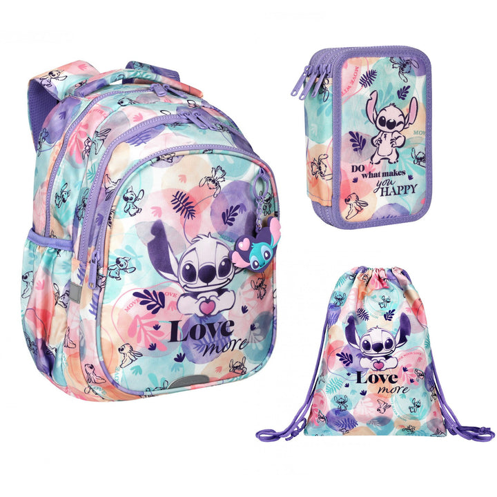 Školská sada Stitch Coolpack, dvojkomorový batoh Jerry (15"), puzdro na ceruzky Jumper 3 a športová taška na topánky