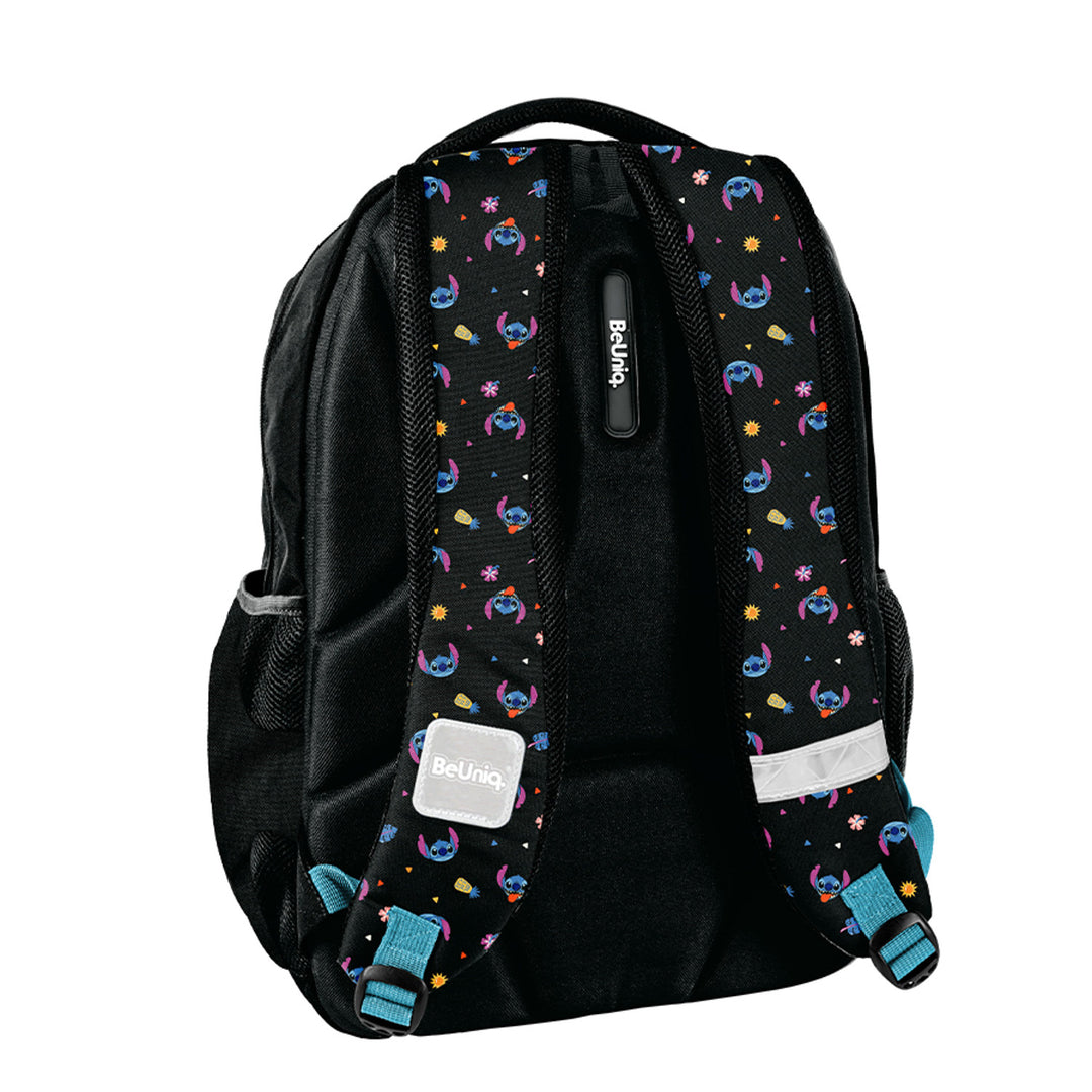 Školská súprava Stitch Paso, batoh s tromi priehradkami, oddelením na notebook a zosilneným dnom, puzdro na písacie potreby s gumičkami, vrece na topánky, ktoré sa dá pripnúť na chrbát, DS26MM