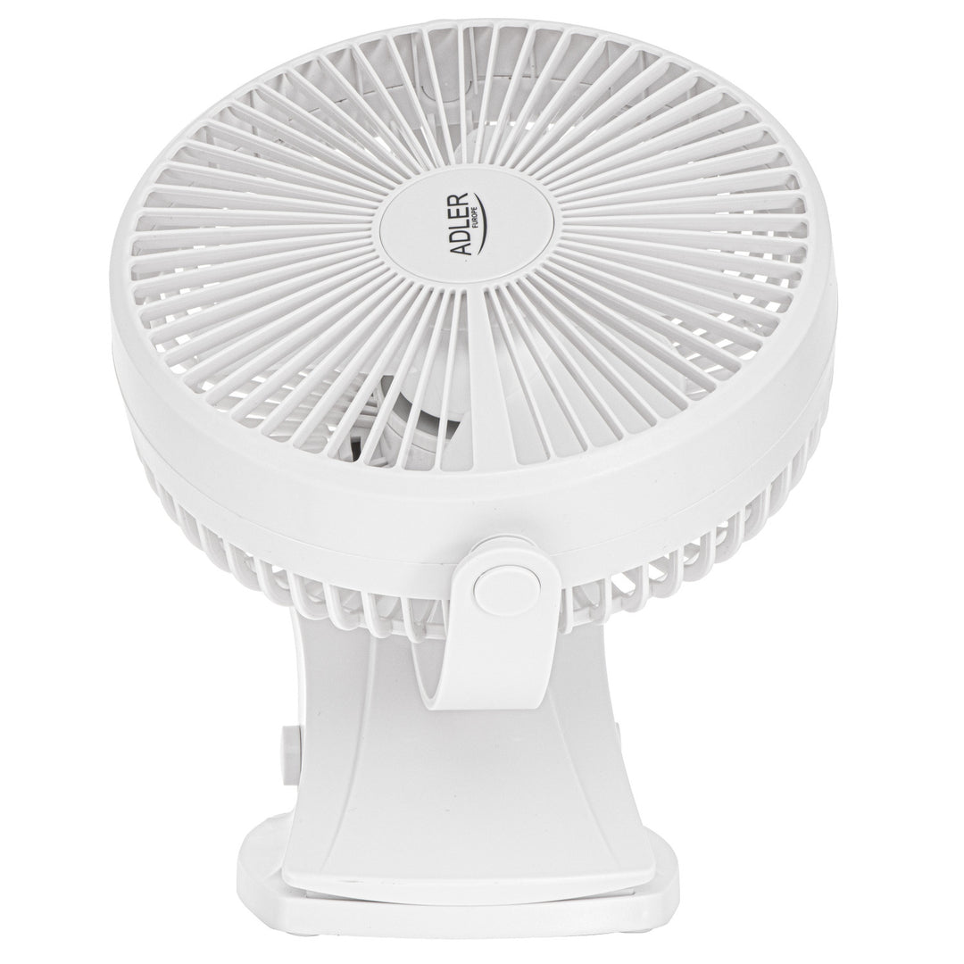 Stolný ventilátor s klipom, na batériu, 15,5 cm, otočný o 360°, USB-C, Adler