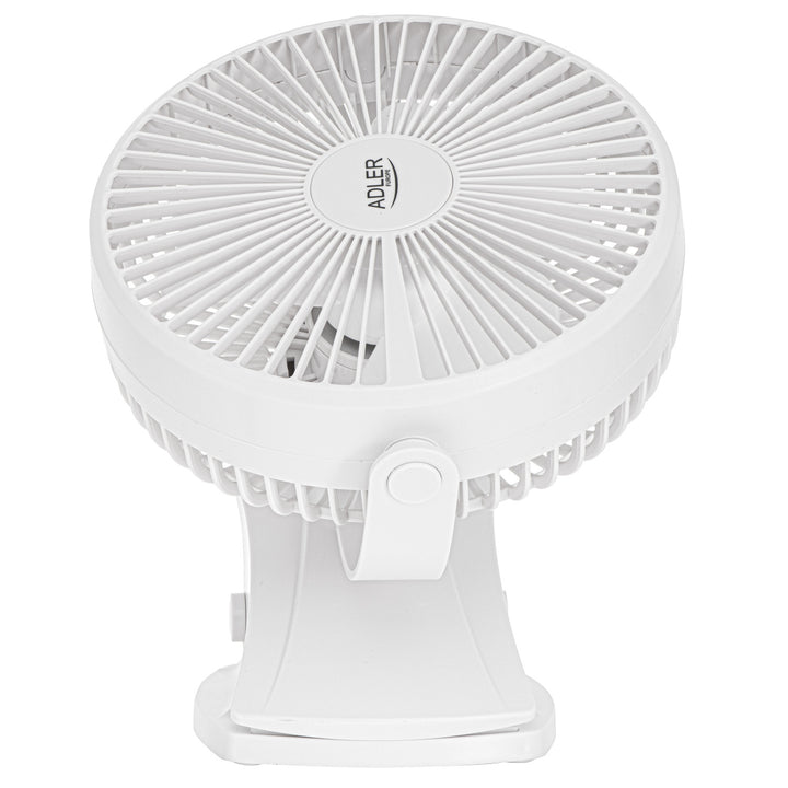 Stolný ventilátor s klipom, na batériu, 15,5 cm, otočný o 360°, USB-C, Adler
