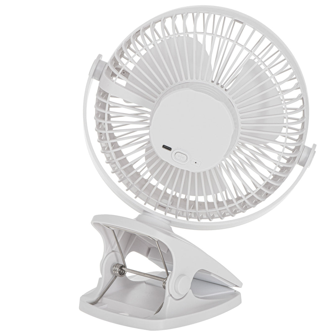 Stolný ventilátor s klipom, na batériu, 15,5 cm, otočný o 360°, USB-C, Adler